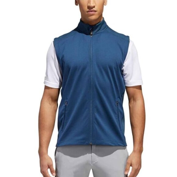 Adidas Vest Men's Medium Blue Climaheat Full Zip Golf - Picture 1 of 12